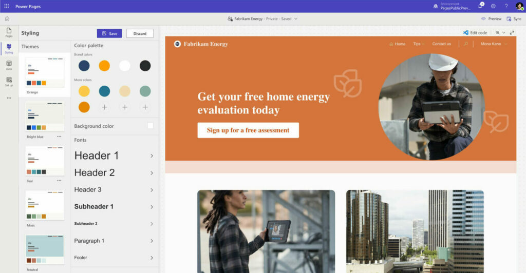power pages - dynamics 365 UI