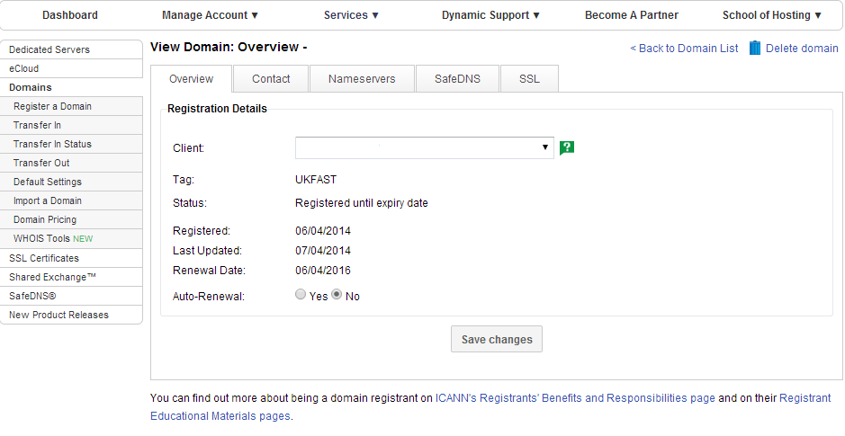 Domain registration page 2